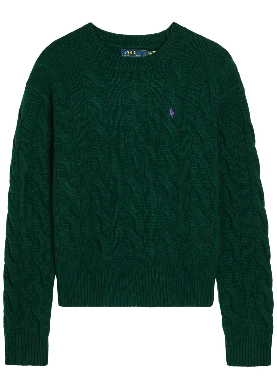 Polo Ralph Lauren Cable-knit Wool And Cashmere-blend Jumper In Green