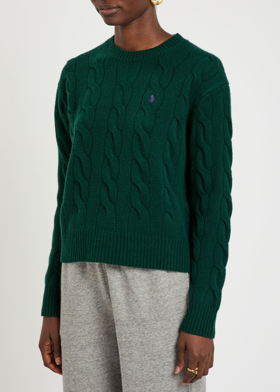 Polo Ralph Lauren Cable-knit Wool And Cashmere-blend Jumper In Green