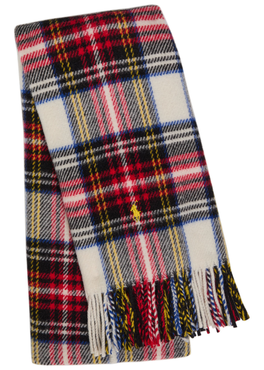 Polo Ralph Lauren Plaid Brushed Wool Scarf In Red