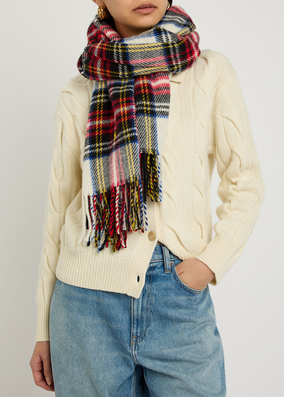 Polo Ralph Lauren Plaid Brushed Wool Scarf In Red