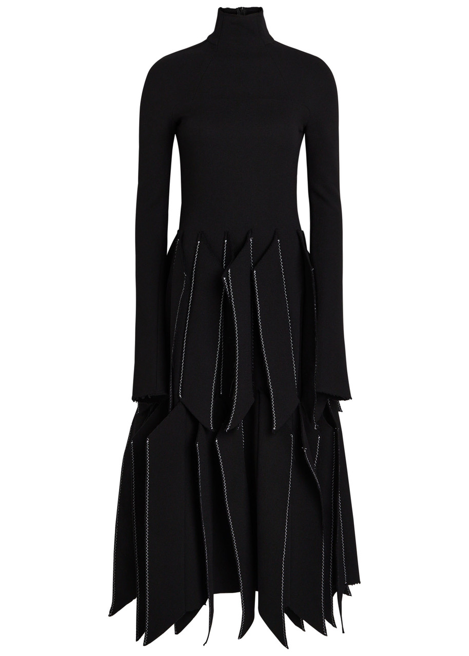A.w.a.k.e. A.w.a.k.e Mode Laser-cut Wool-blend Midi Dress In Black