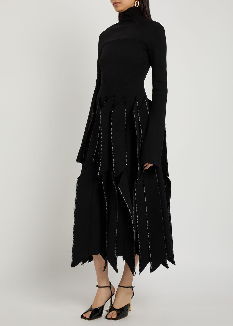A.w.a.k.e. A.w.a.k.e Mode Laser-cut Wool-blend Midi Dress In Black