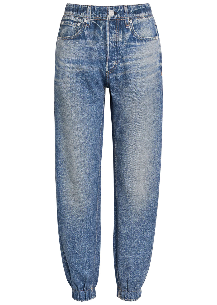 Rag & Bone Miramar Jeans-print Terry Trousers In Blue