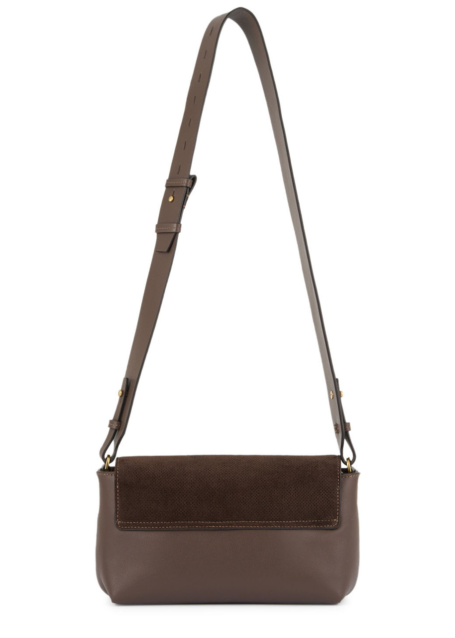 Anya Hindmarch Mortimer Perforated Leather And Suede Cross-body Bag In Brown