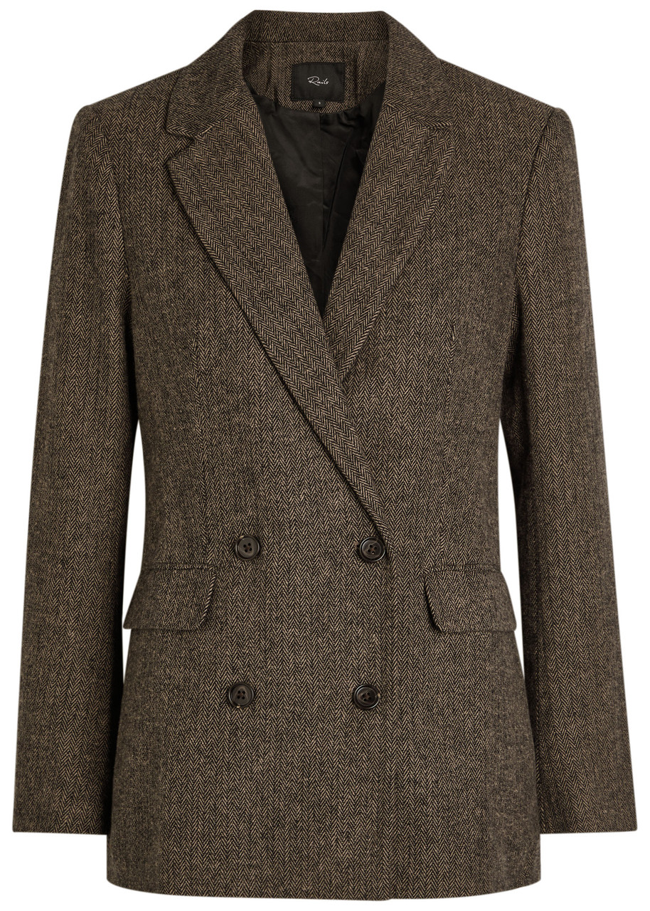Rails Jac Herringbone Cotton Blazer In Brown