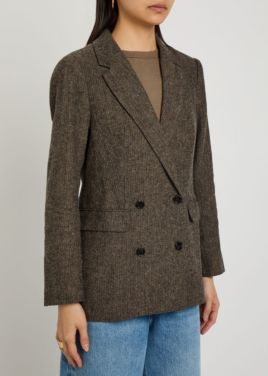 Rails Jac Herringbone Cotton Blazer In Brown
