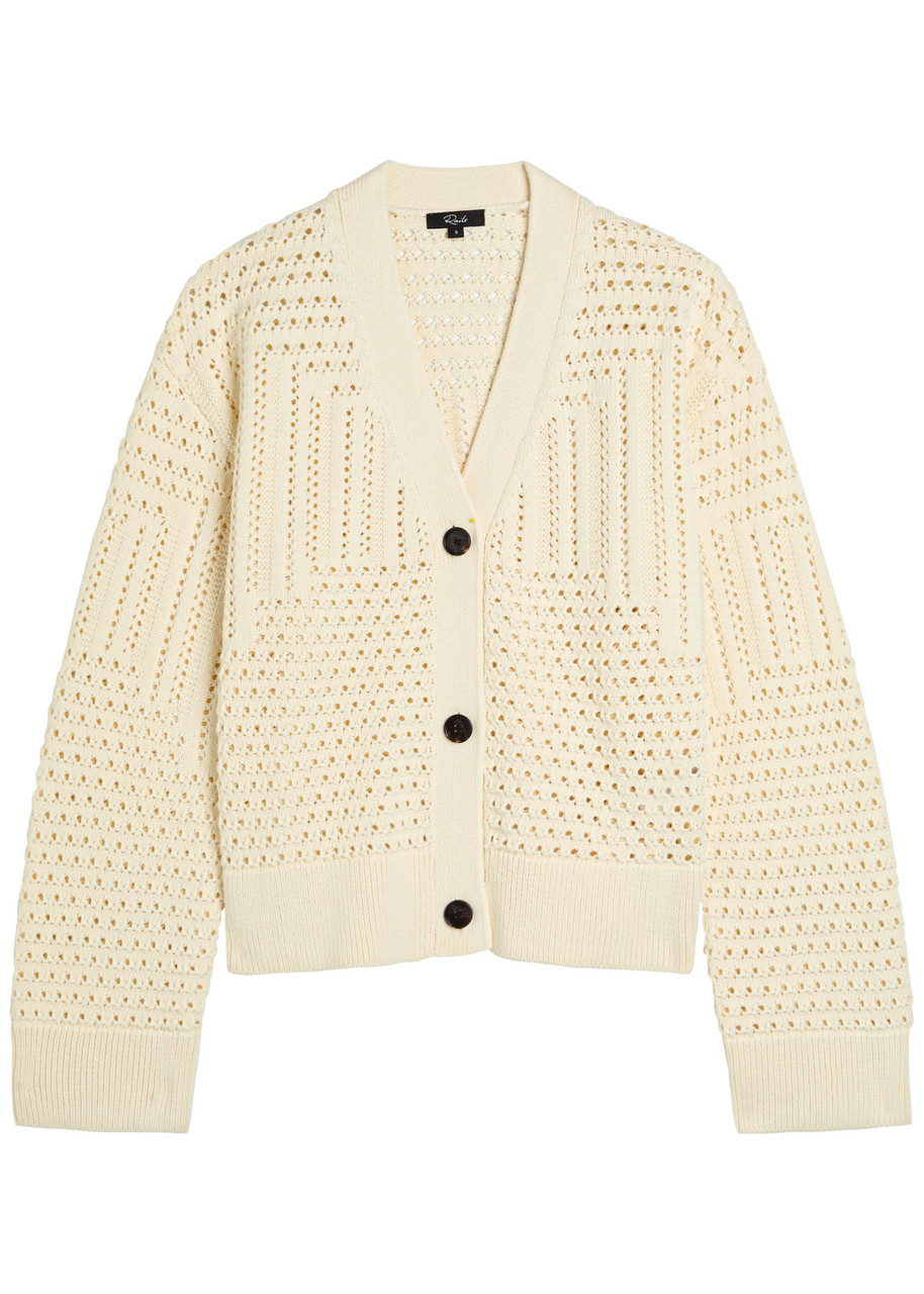 Rails Geneva Pointelle Cotton Cardigan In Neutral