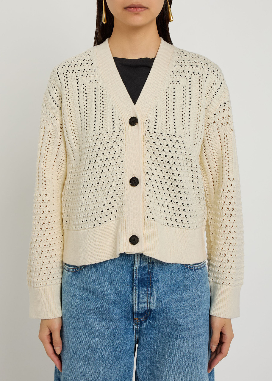 Rails Geneva Pointelle Cotton Cardigan In Neutral