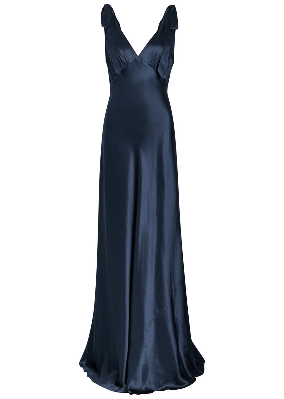 Reformation Pernille Silk Gown In Blue