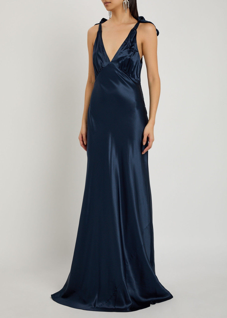 Reformation Pernille Silk Gown In Blue