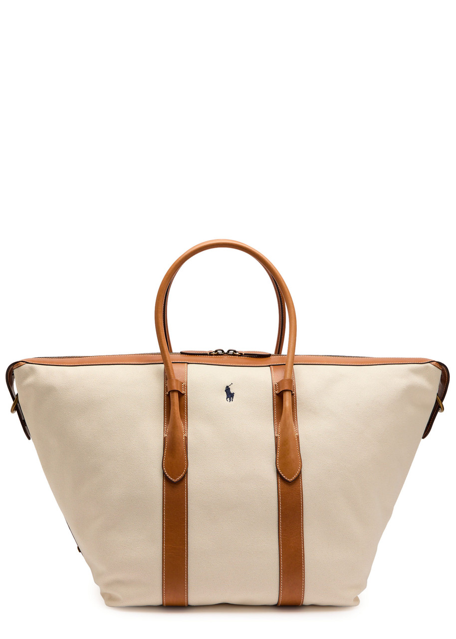 Polo Ralph Lauren Logo-embroidered Extra Large Canvas Tote Bag In Brown