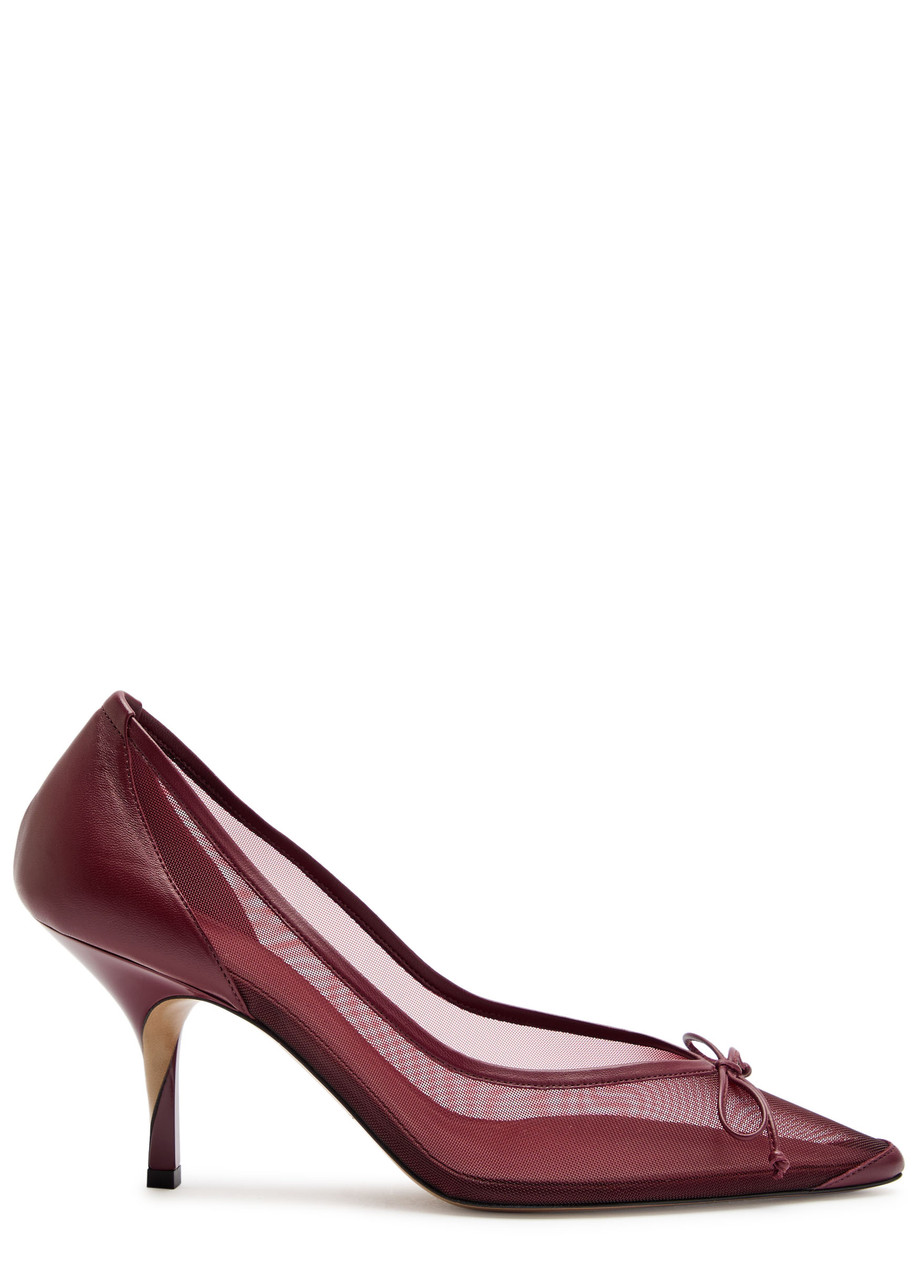 Jacquemus Les Escarpins Tourni Mesh And Leather Pumps In Burgundy