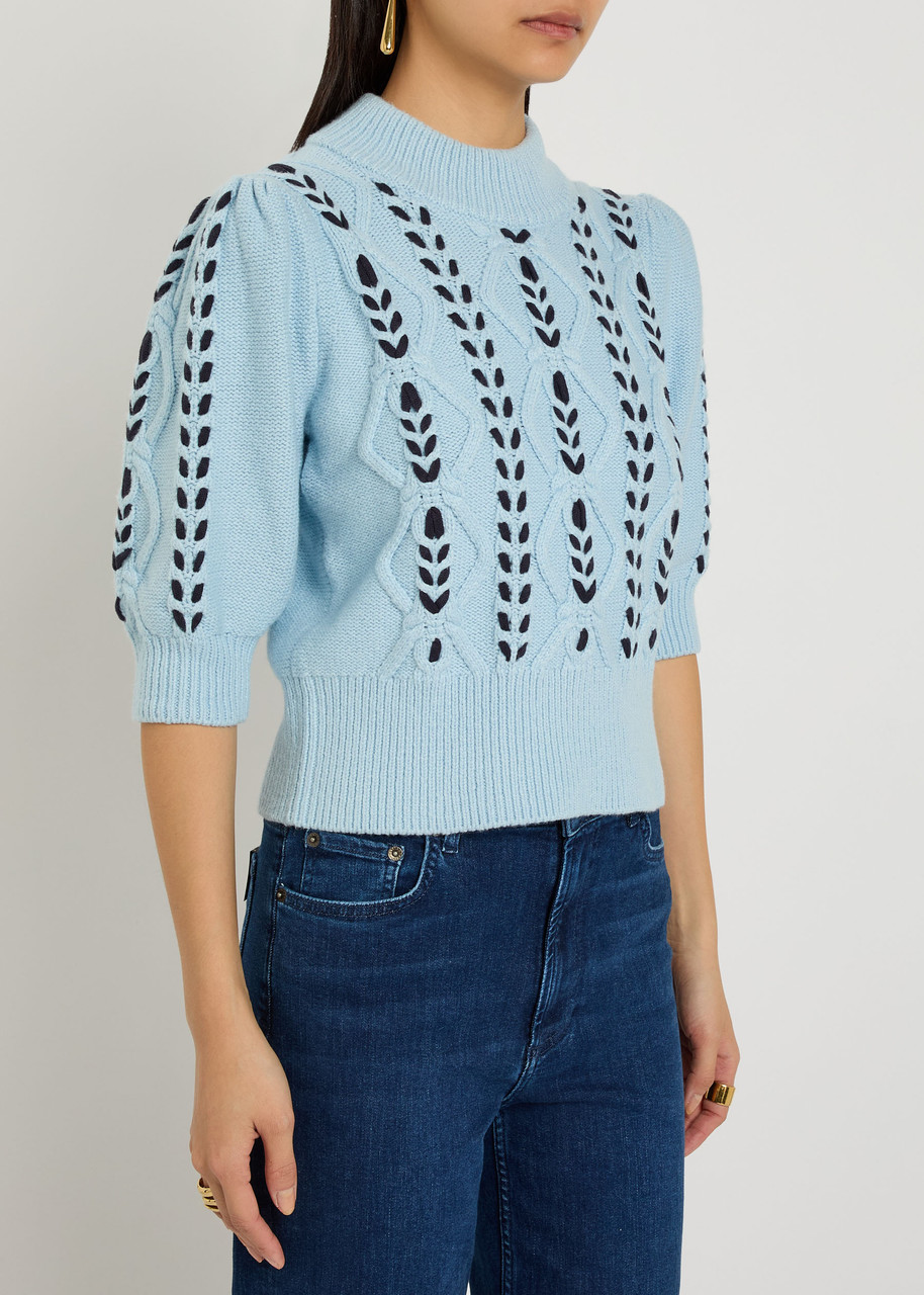 Rails Addy Cable-knit Short-sleeve Sweater In Multi