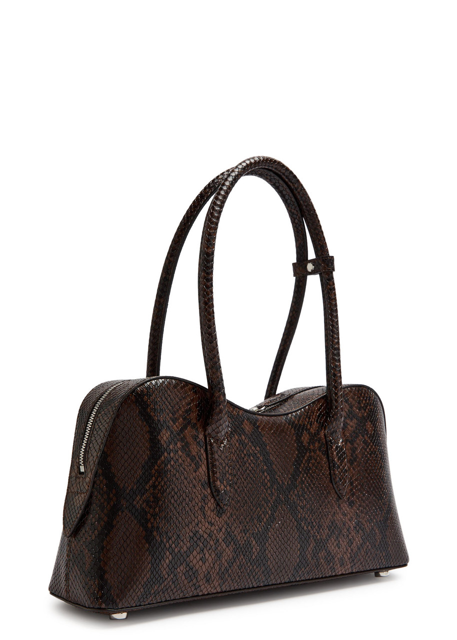 Stella Mccartney Stella Ryder Medium Snake-effect Faux Leather Shoulder Bag In Brown