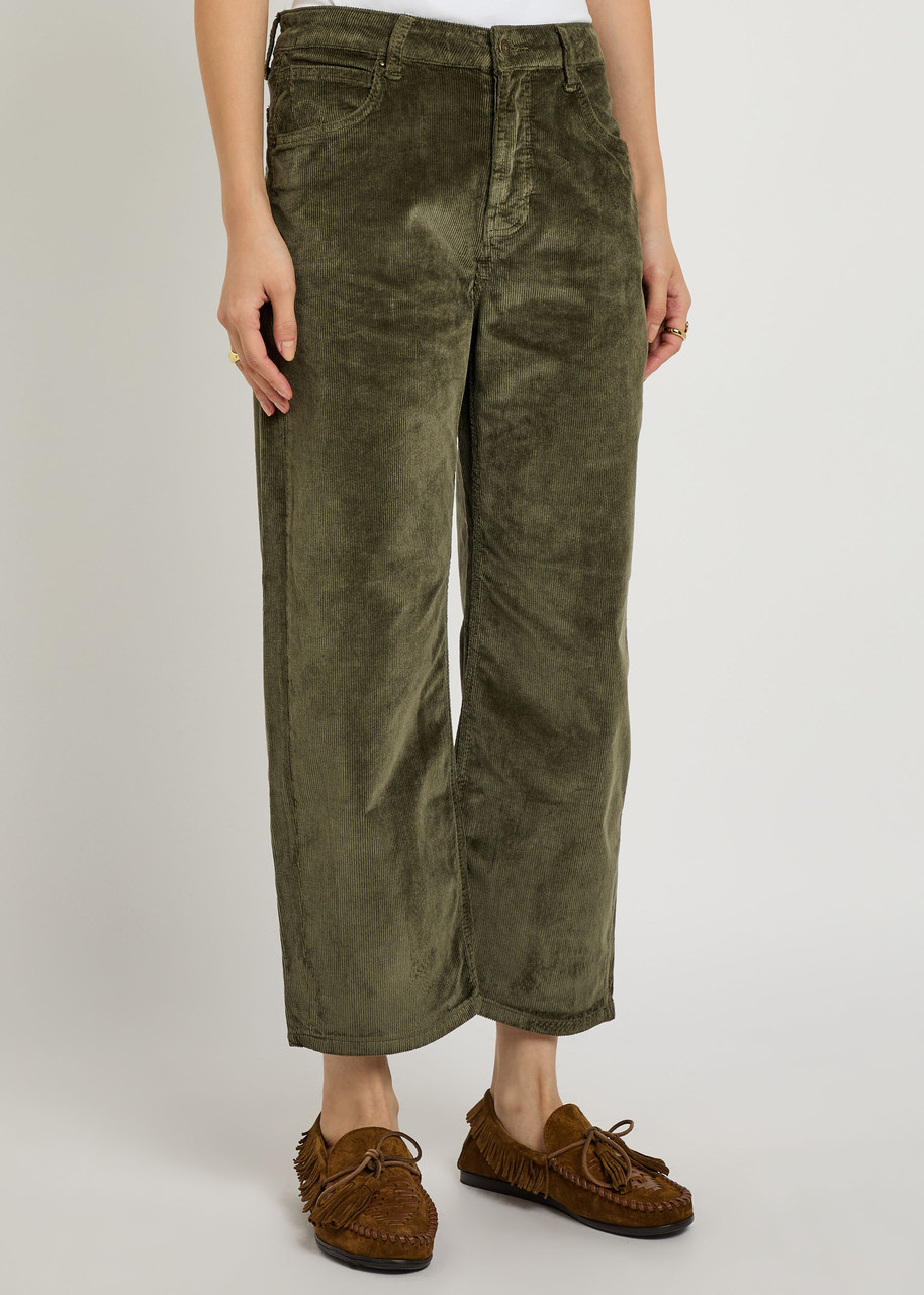 Free People Deep Trance Straight-leg Corduroy Cropped Trousers In Gray
