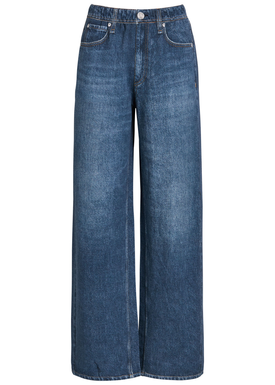 Rag & Bone Miramar Jeans-print Terry Trousers In Blue