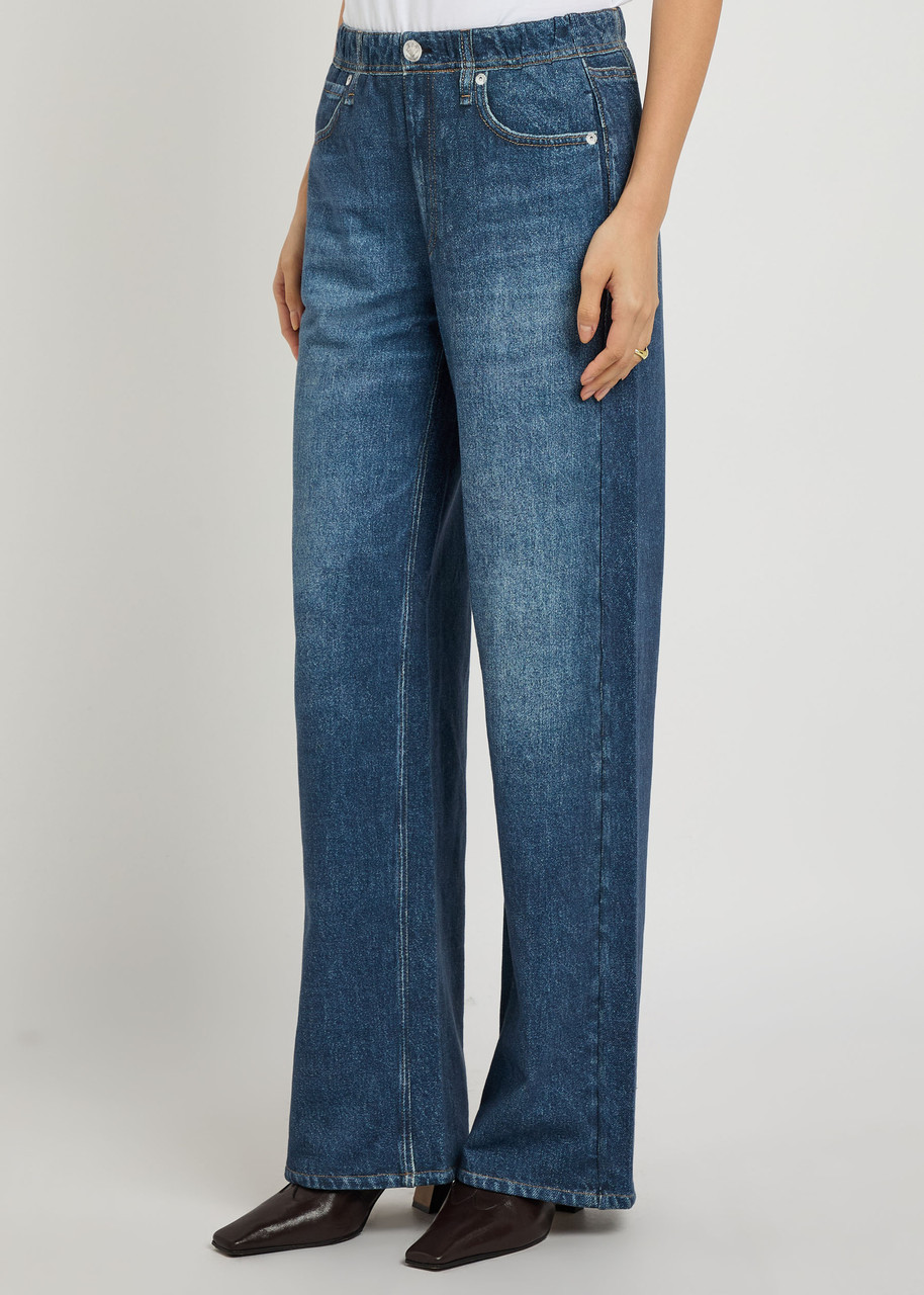 Rag & Bone Miramar Jeans-print Terry Trousers In Blue