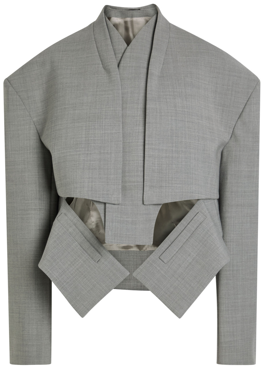 A.w.a.k.e. A.w.a.k.e Mode Cut-out Woven Jacket In Gray