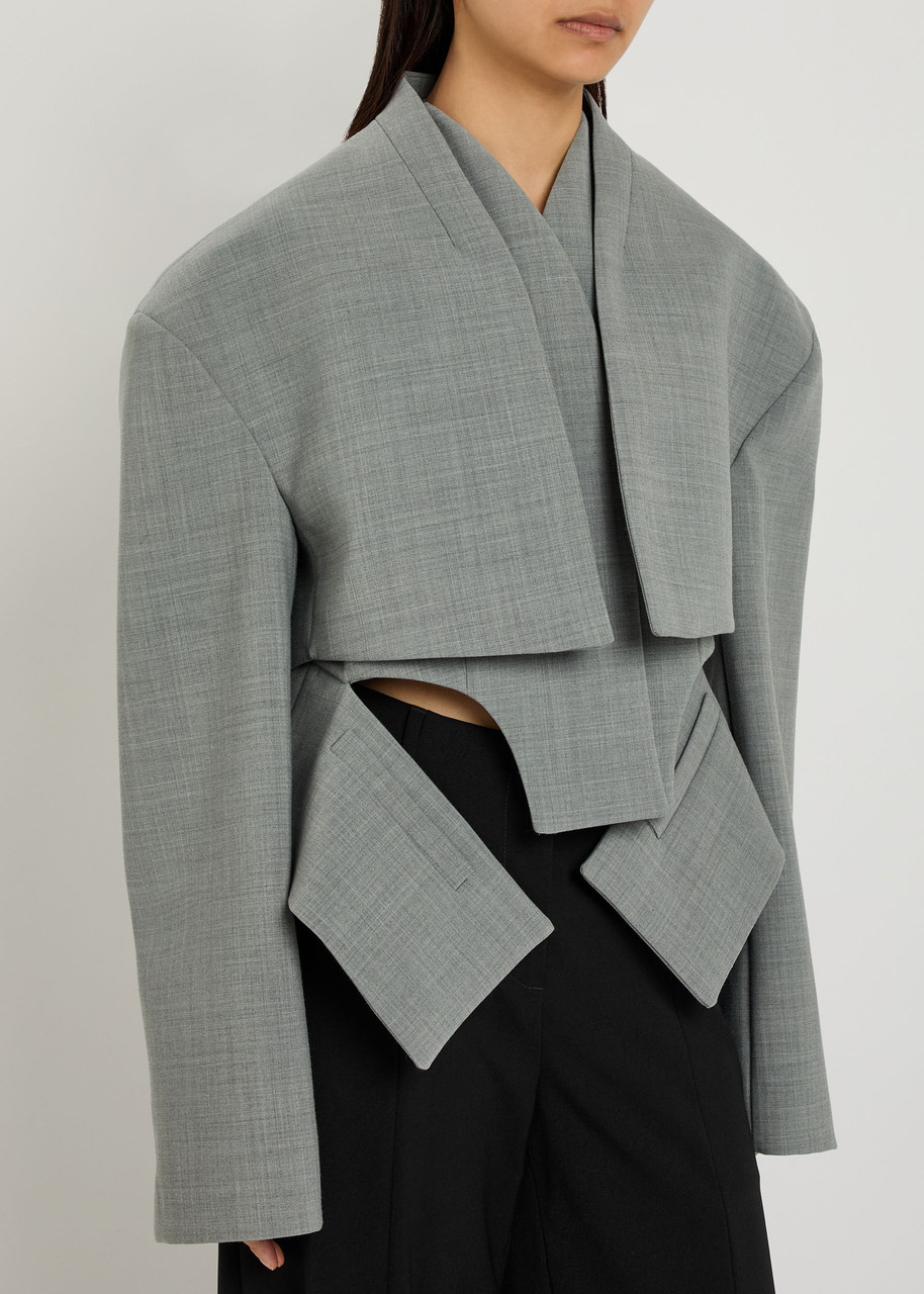 A.w.a.k.e. A.w.a.k.e Mode Cut-out Woven Jacket In Gray