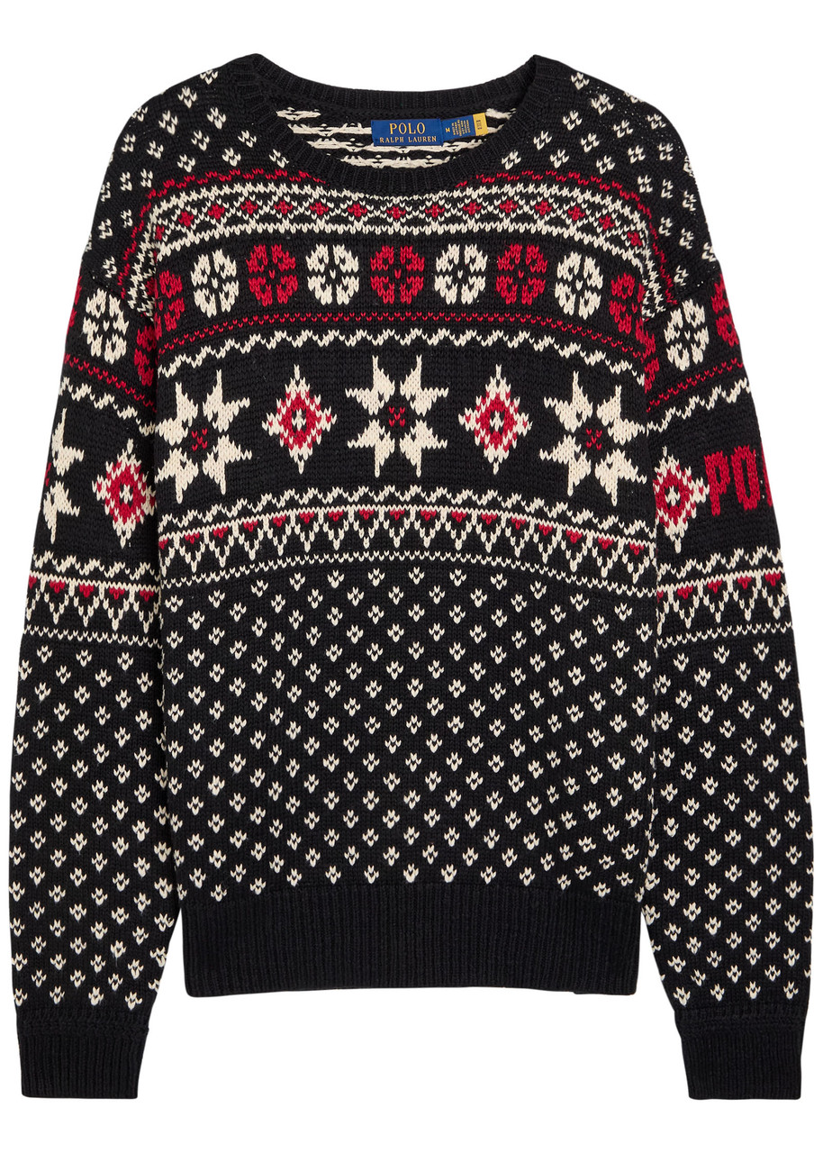 Polo Ralph Lauren Fair Isle Cotton and Cashmere-blend Jumper - Black - M