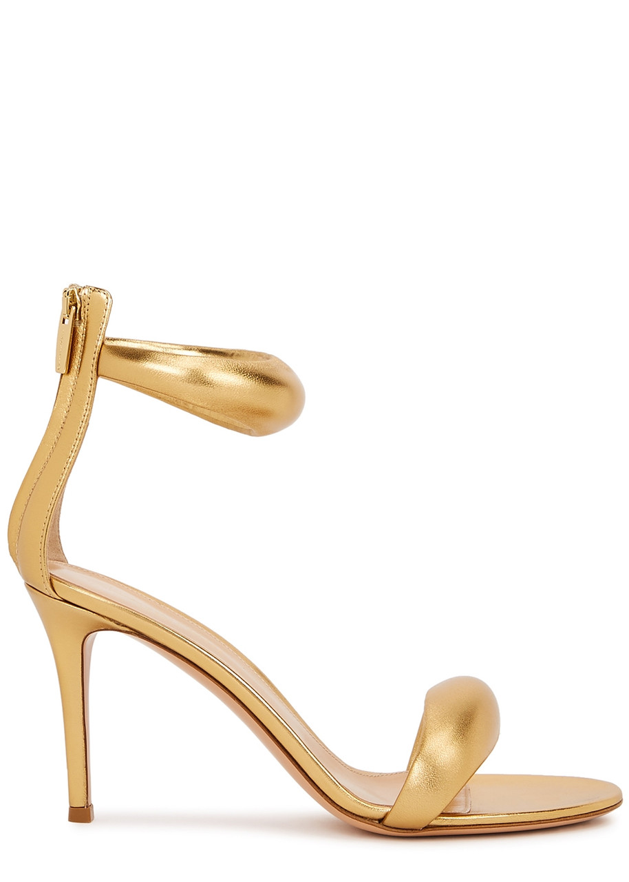 Gianvito Rossi Bijoux Nappa Silk Sandal 85mm In Gold