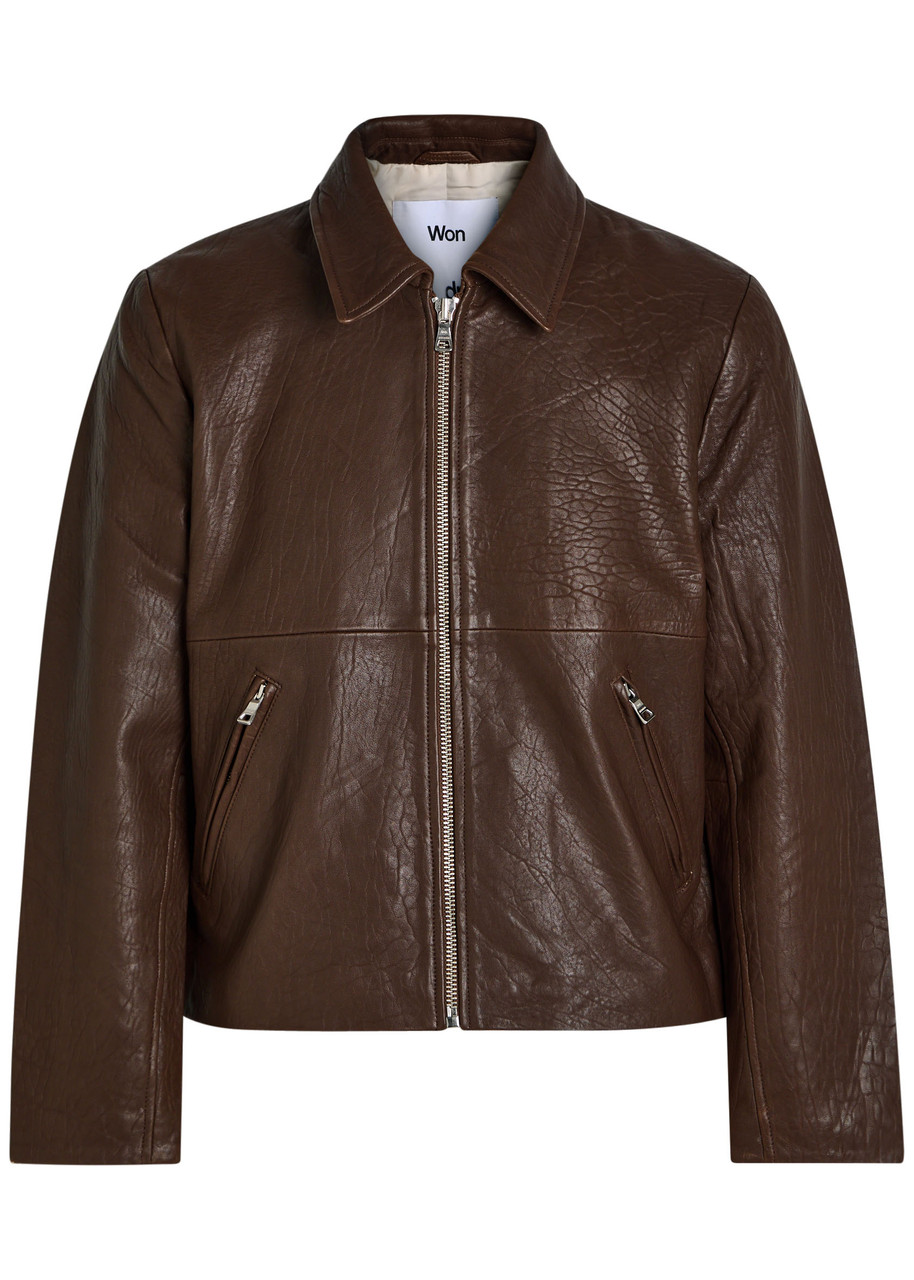 Won Hundred Dutton Textured Leather Jacket - Dark Red - 50 (IT50/ UK40)