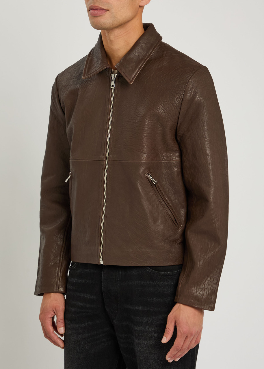  Won Hundred Dutton Textured Leather Jacket - Dark Red - 48 (it48/ Uk38) 
