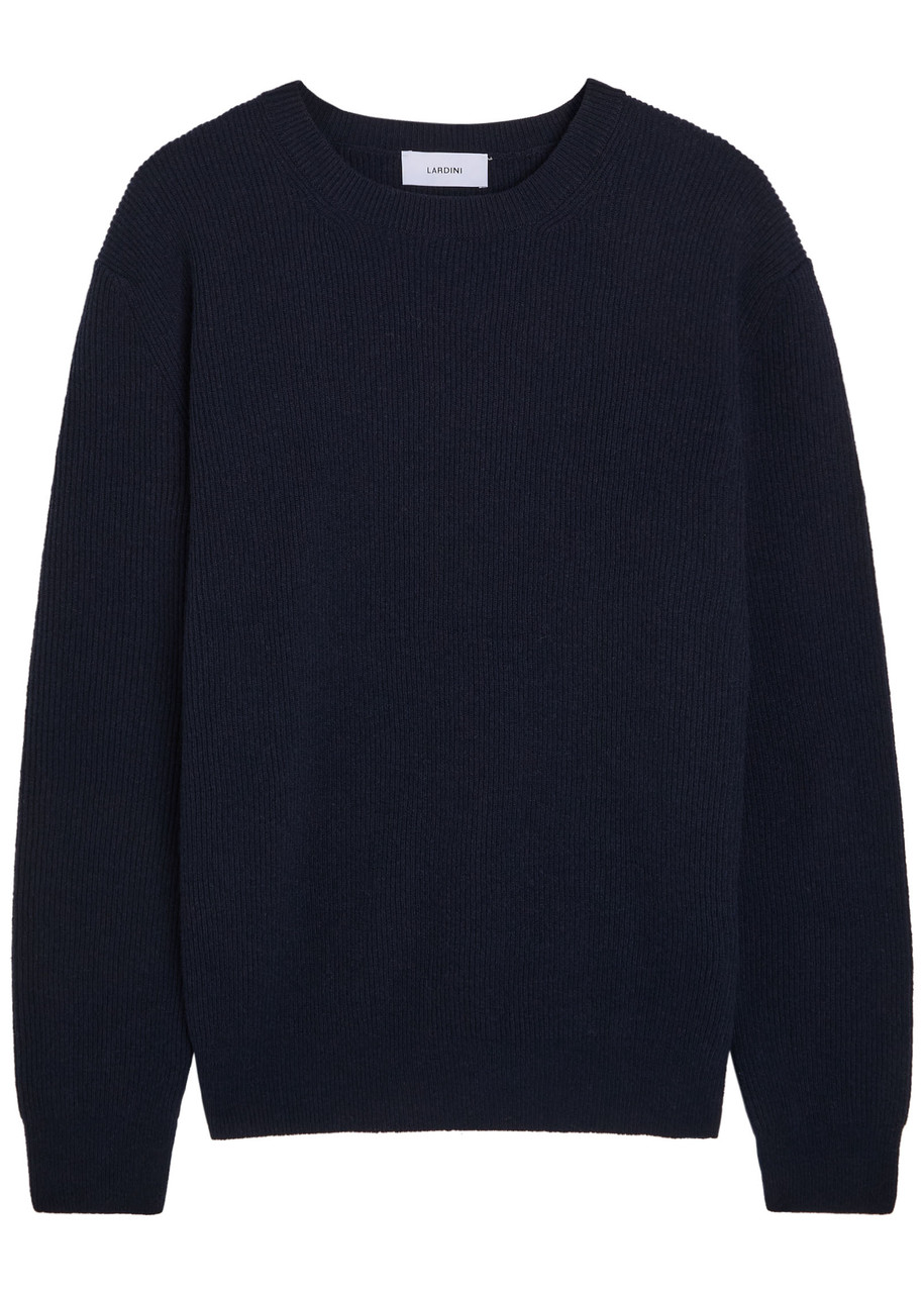 Lardini Ribbed Wool and Cashmere-blend Jumper - Navy - M