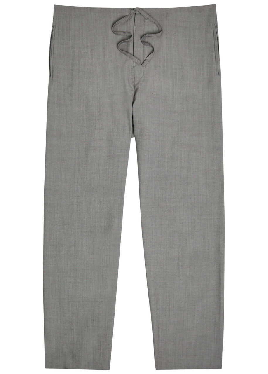 Calvin Klein Drawstring Straight-leg Wool Trousers – Grey – 50 (IT50 / L) Calvin Klein Drawstring Straight-leg Wool Trousers – Grey – 50 (IT50 / L)