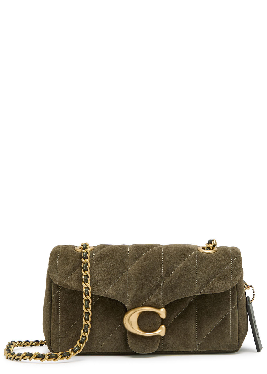Coach Tabby 20 Quilted Suede Shoulder Bag In Green