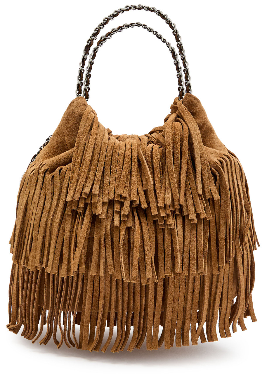 Tory Burch Fleming Fringed Suede Hobo Bag In Brown