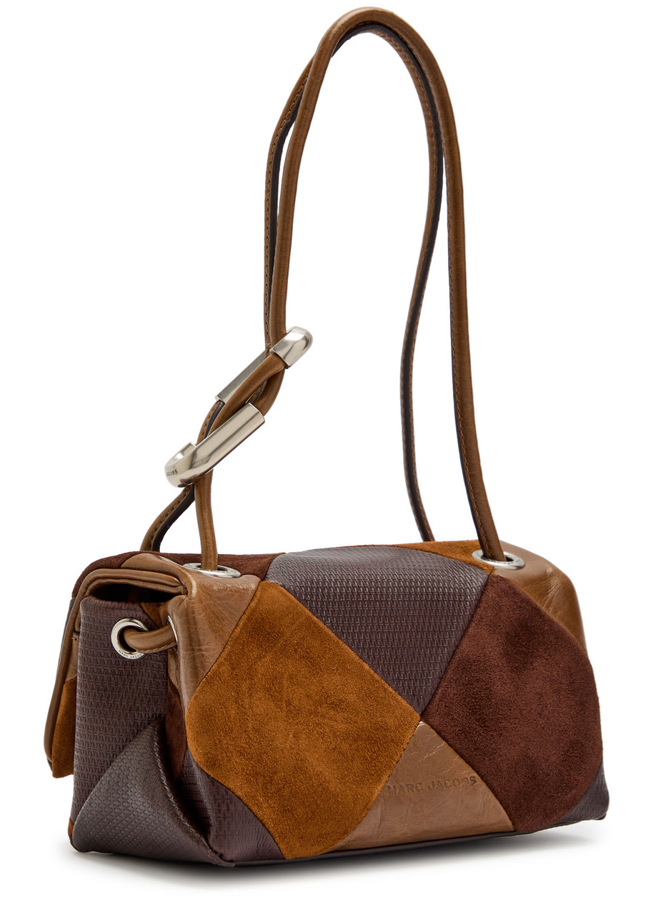Marc Jacobs The Mini Dual Patchwork Leather And Suede Shoulder Bag In Brown