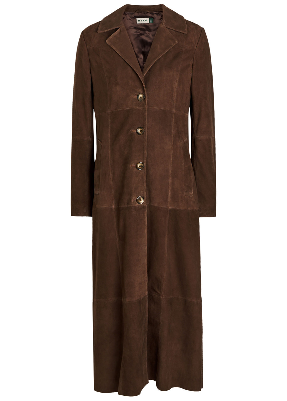 Rixo London Rixo Astrea Suede Coat In Brown