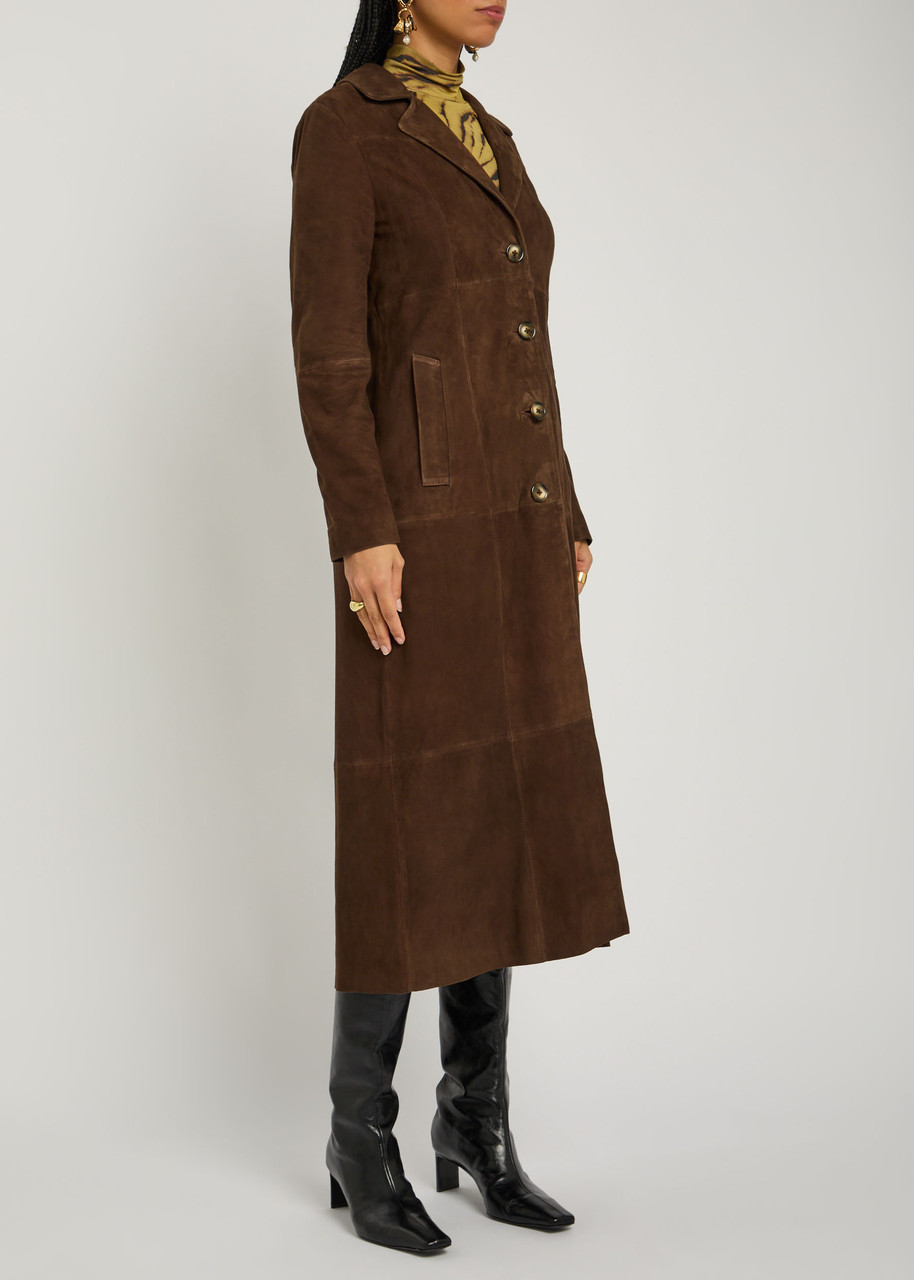 Rixo London Rixo Astrea Suede Coat In Brown