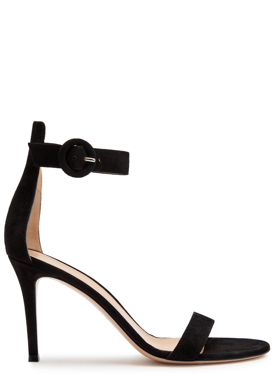 Gianvito Rossi Portofino 85 Suede Sandals In Black