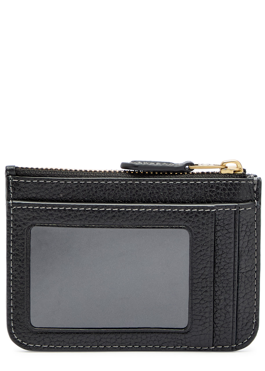  Coach Logo Polished Leather Id Case - Black - One Size 