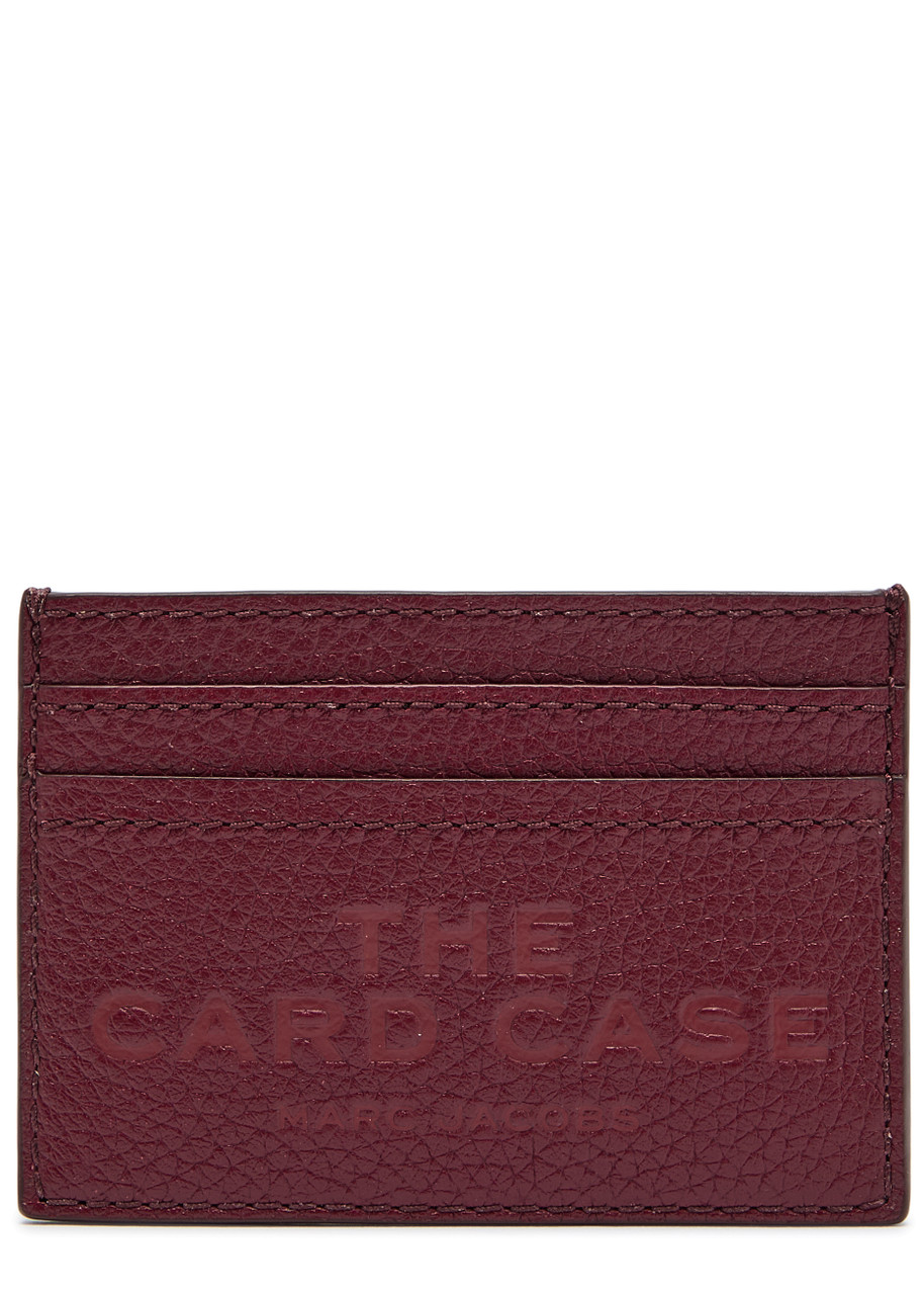 Marc Jacobs The Card Case Grained Leather Card Holder In Burgundy