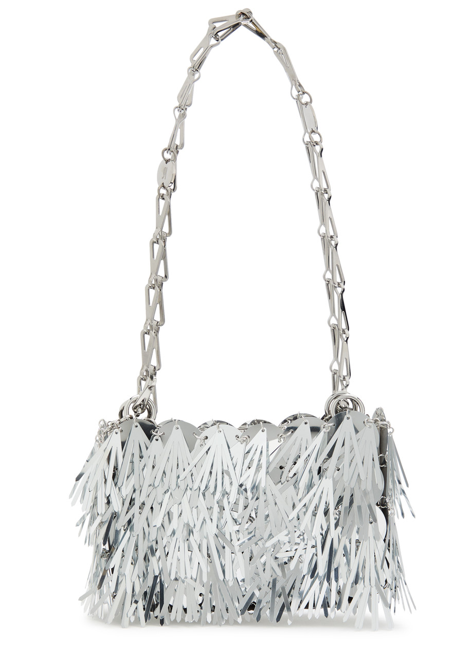 Rabanne Fur-effect Sequin Shoulder Bag In Silver