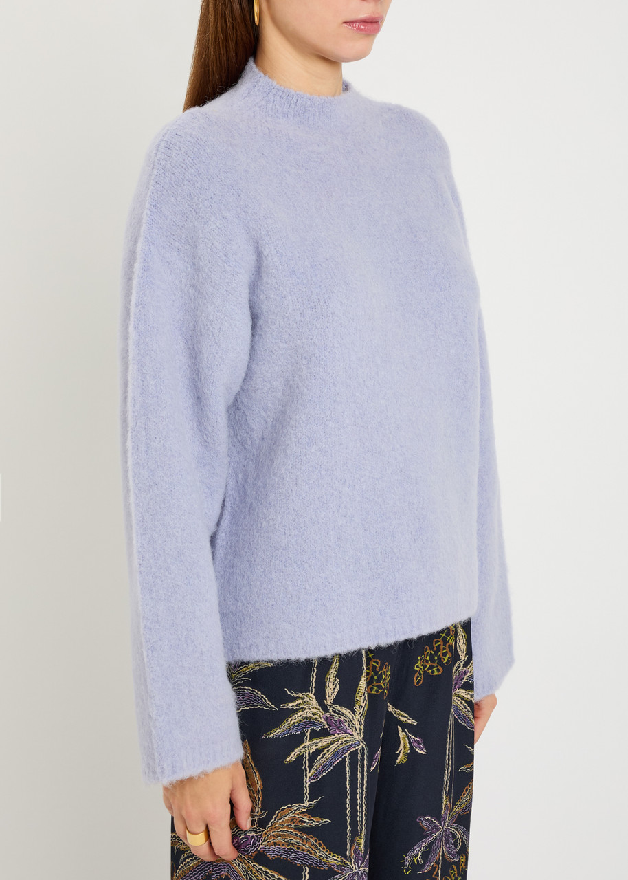 Forte Forte Forte_forte Mock-neck Brushed Wool-blend Jumper In Purple
