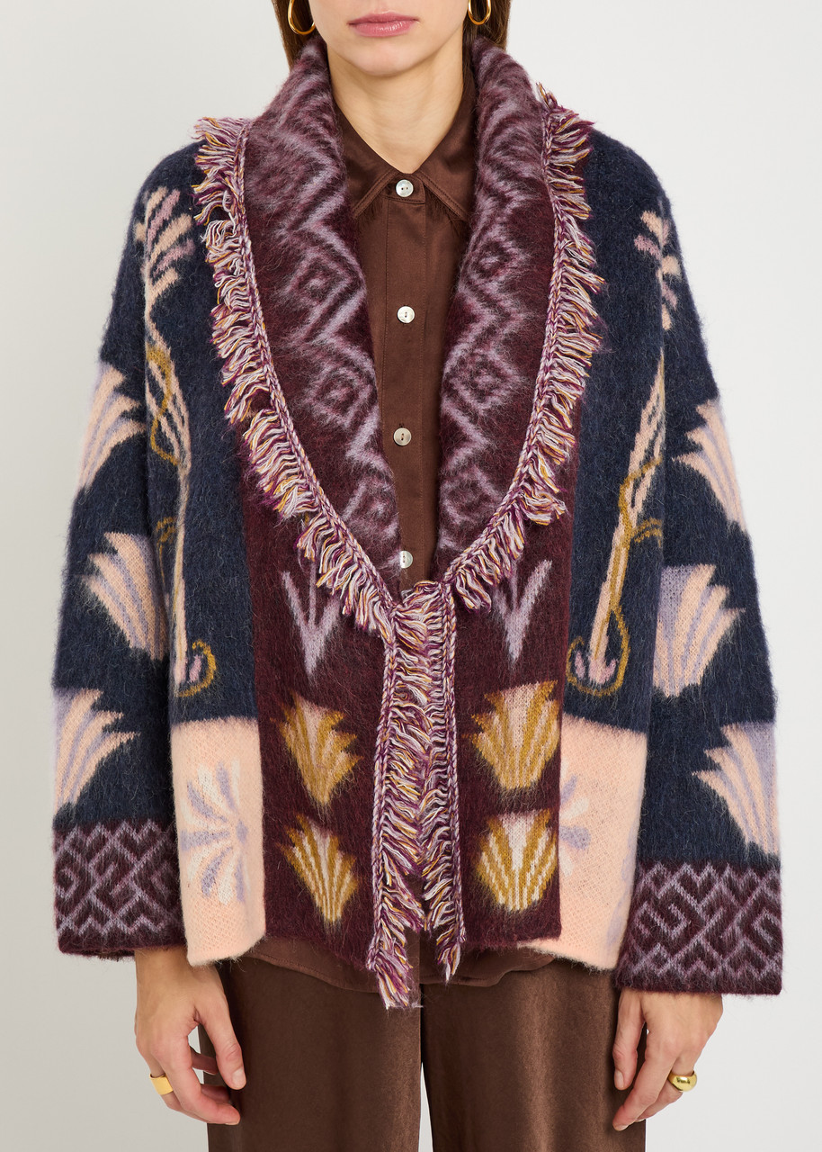 Forte Forte Forte_forte Jacquard Brushed Alpaca-blend Cardigan In Blue