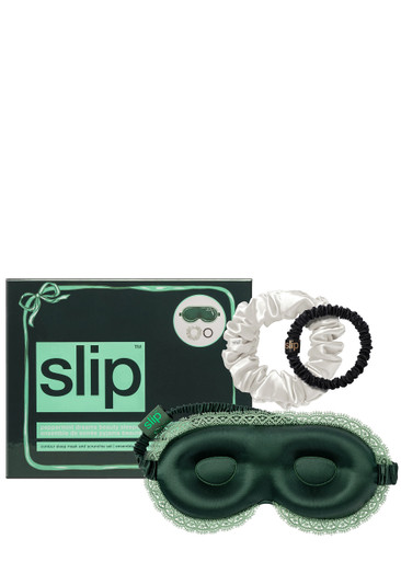 Slip Pure Silk Beauty Sleepover Set With Lace Trim - Peppermint Dreams