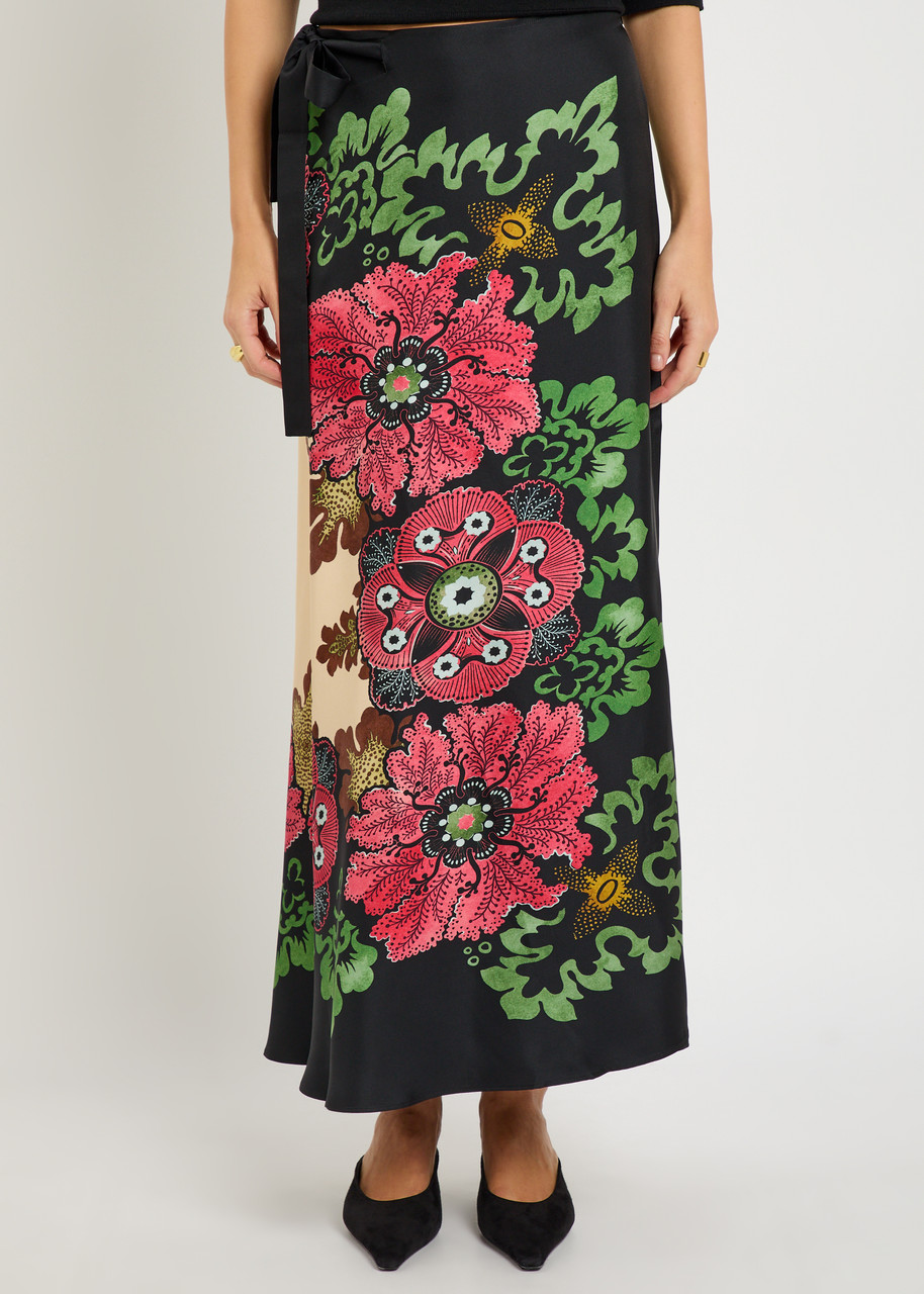 La Doublej La Double J Floral-print Silk Maxi Wrap Skirt In Multi