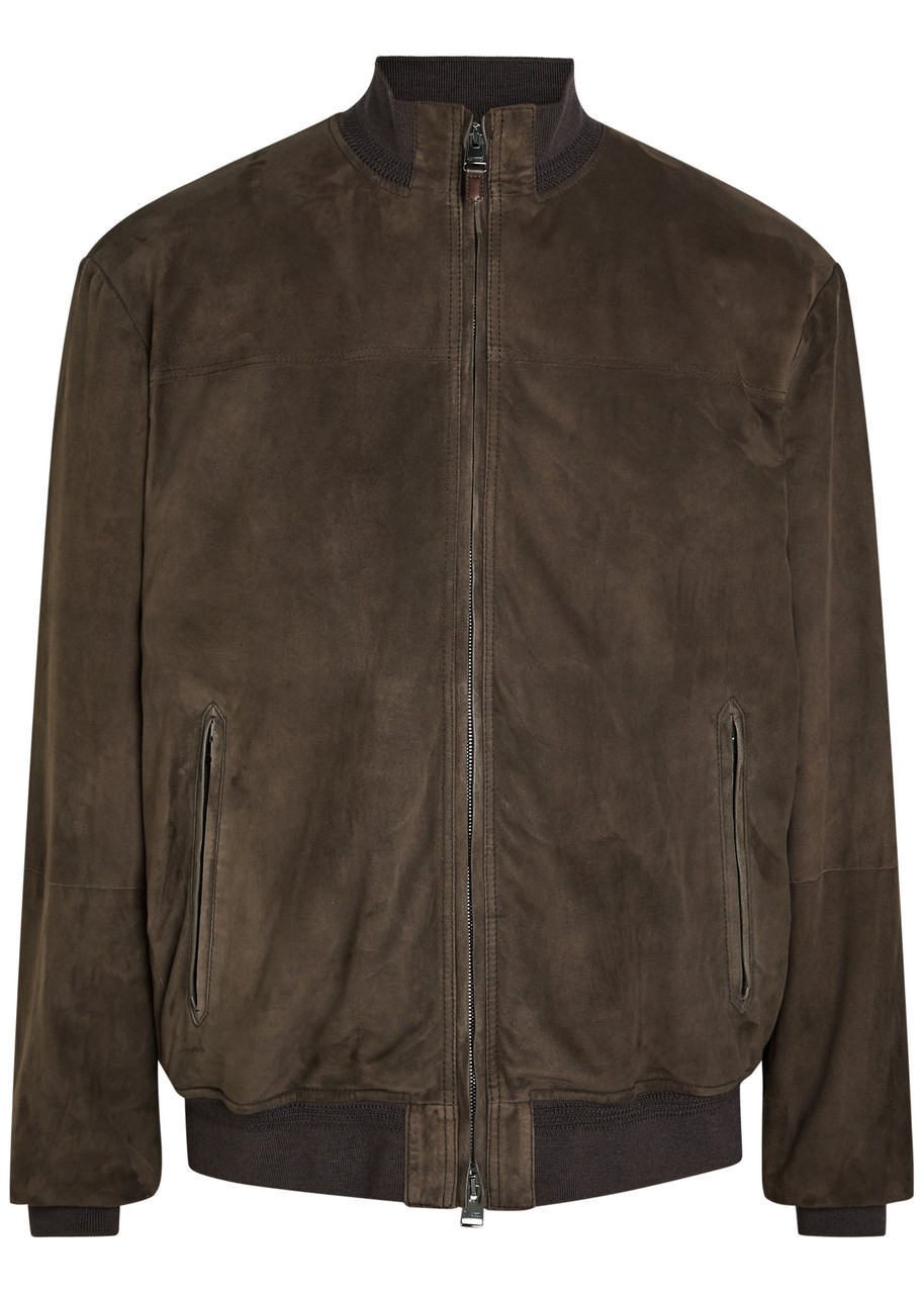 Canali Quilted Brown Suede Women's Designer Bomber Jacket UK38/M - 48 (UK38 / M)