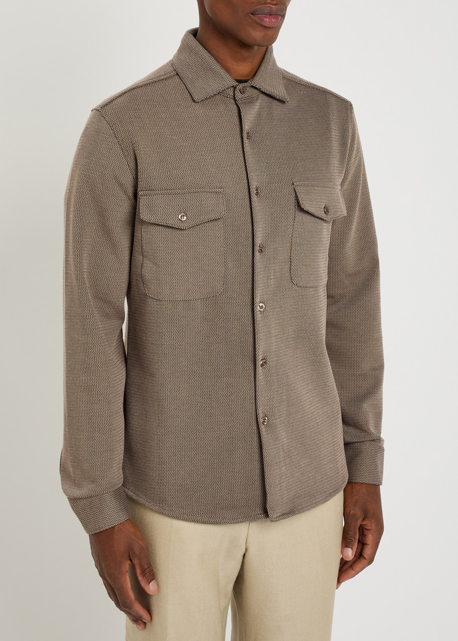  Raith Joseph Zigzag-jacquard Woven Overshirt - Light Brown - Xl 