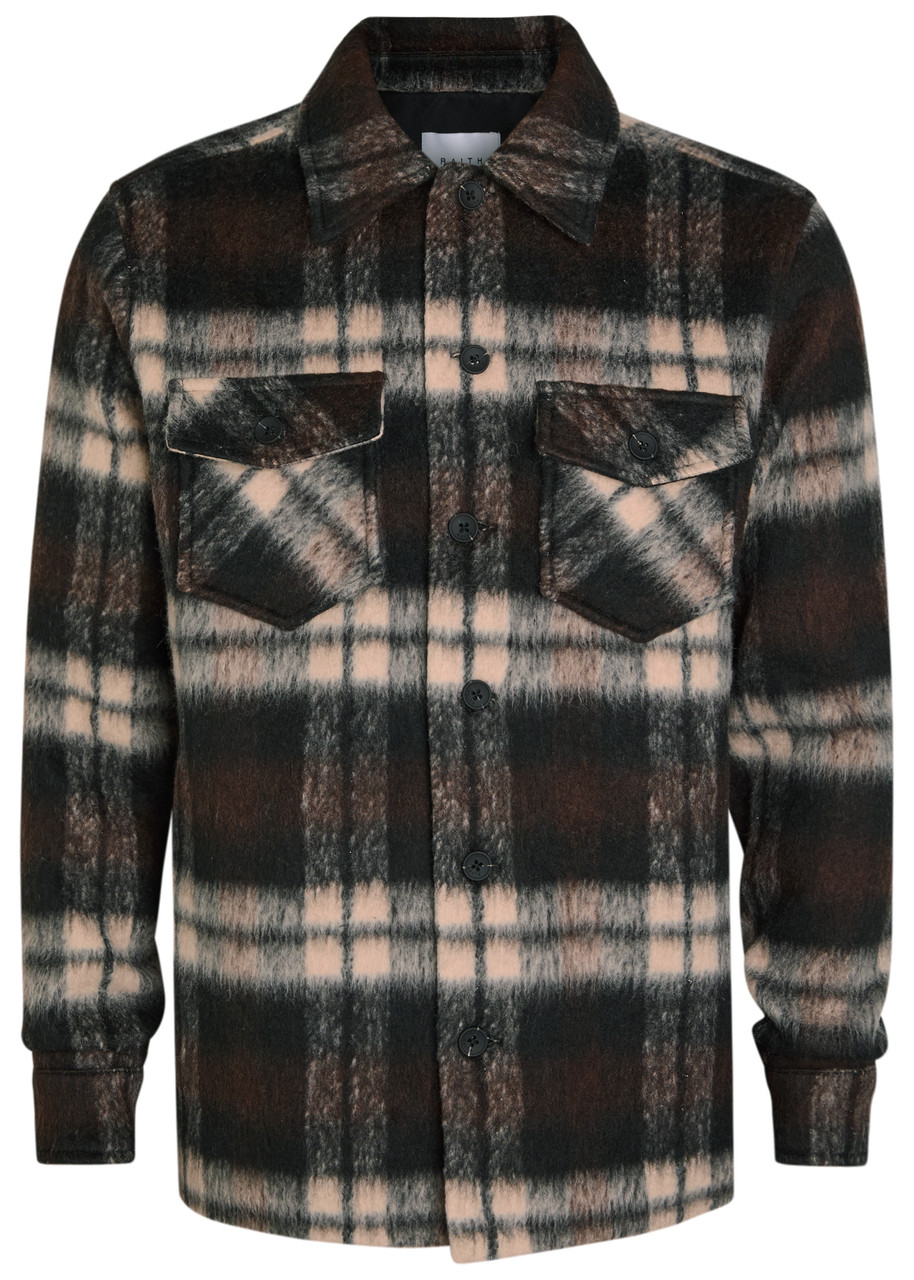 Raith Caldera Plaid Brushed Felt Overshirt In Black