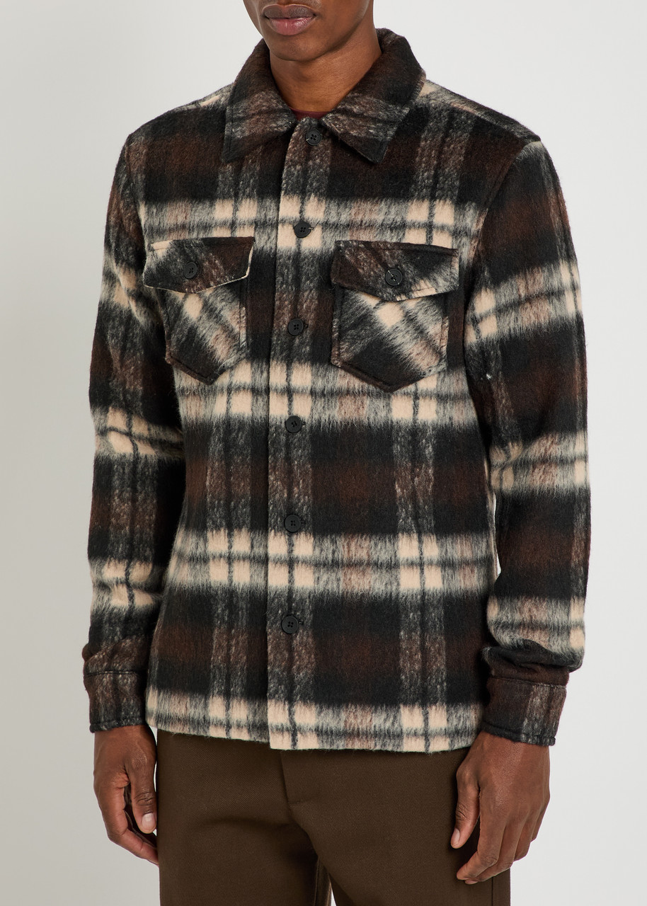 Raith Caldera Plaid Brushed Felt Overshirt In Black