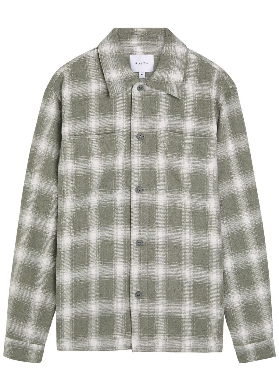 Raith Vienna Plaid Brushed Wool-blend Overshirt In Gray