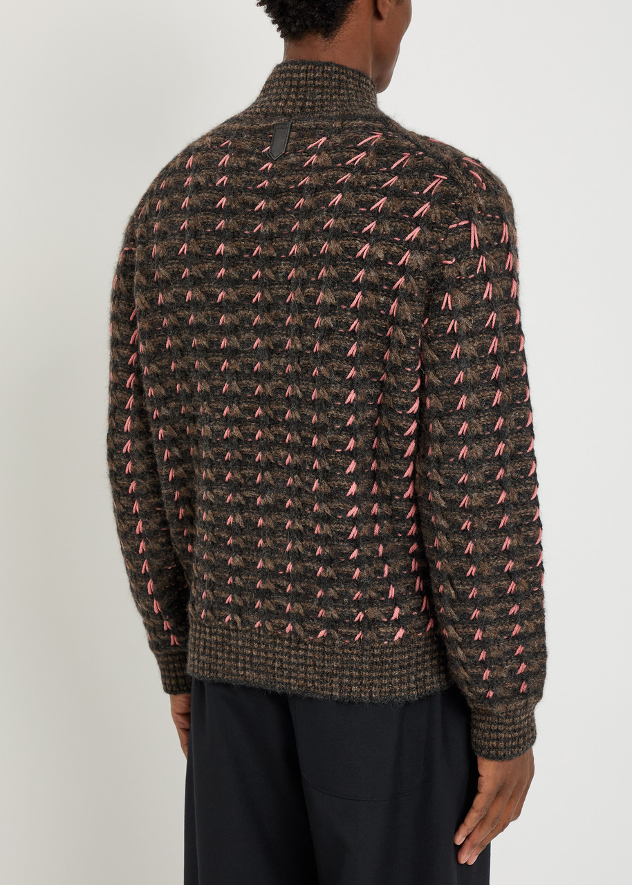  Canali Embroidered Wool-blend Cardigan - Grey - 46 (uk36 / S) 