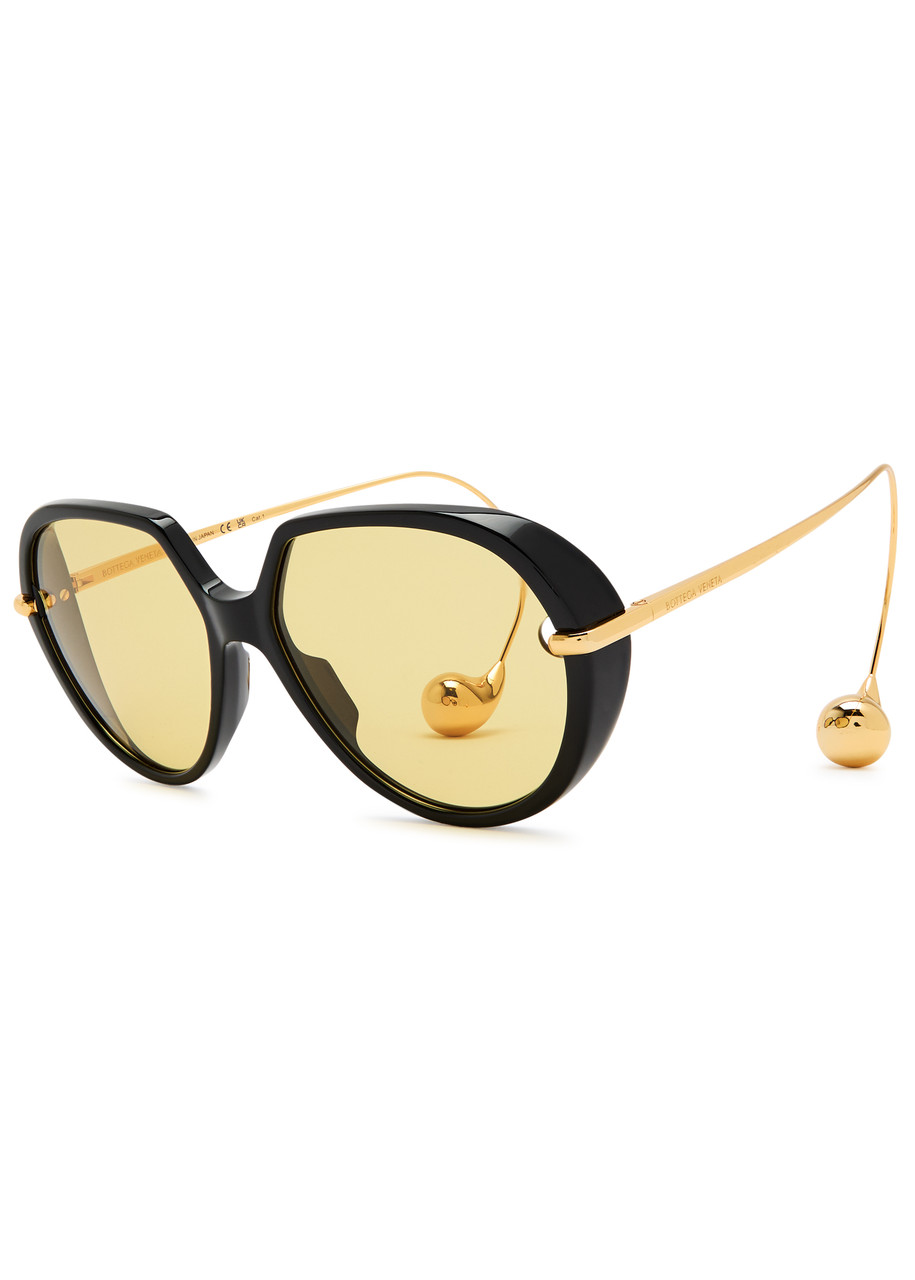 Bottega Veneta Drop Oversized Sunglasses - Black - One Size