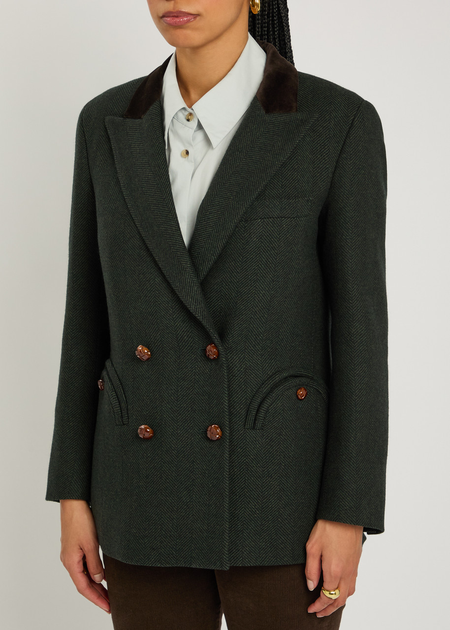 Blazé Milano Blaze Milano Everynight Herringbone Wool Blazer In Green